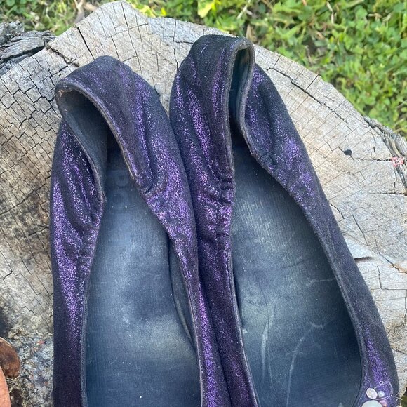 Women's Size 8.5 Purple Satin Ballerina Shoes with Decorative Pearls and Beads - Picture 4 of 7